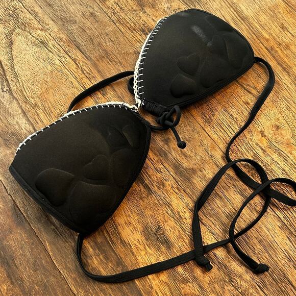 Victoria Secret Swim Black & Crochet Heart Padded Bikini - Picture 5 of 10